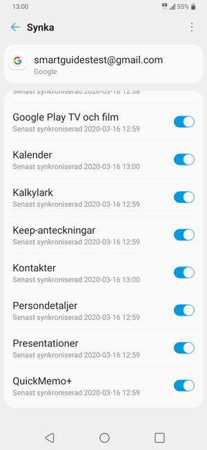 Kontrollera att Kontakter är valt