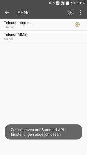 Ihr Handy wird auf Standard-Einstellungen für Internet und MMS zurückgestellt