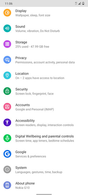 Scroll to and select Security