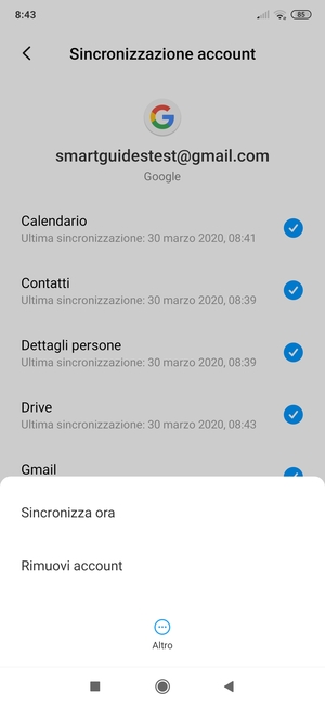 Seleziona Sincronizza ora