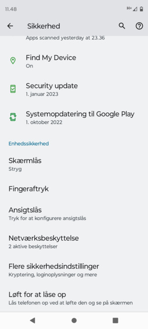 Scroll til og vælg Flere sikkerhedsindstillinger