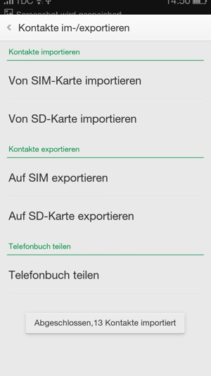 Ihre Kontakte wurden nun auf Ihr OPPO kopiert