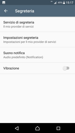 Seleziona Impostazioni segreteria