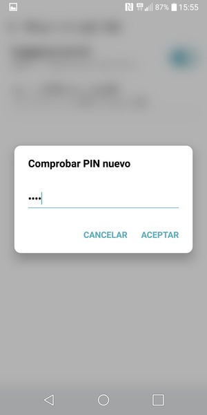 Confirme su nuevo PIN y seleccione ACEPTAR