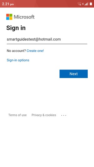 Enter your Email address and select Next