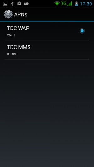 Select the Internet access point
