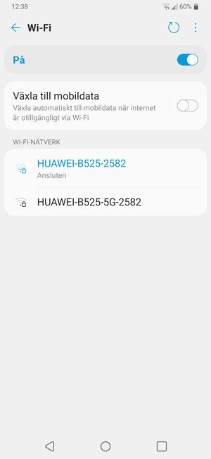 Du är nu ansluten till Wi-Fi nätverket