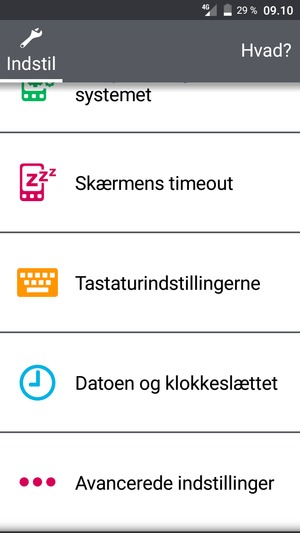 Scroll til og vælg Avancerede indstillinger