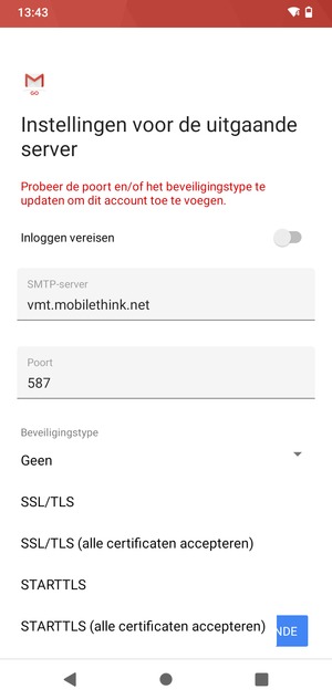 Selecteer Geen en VOLGENDE