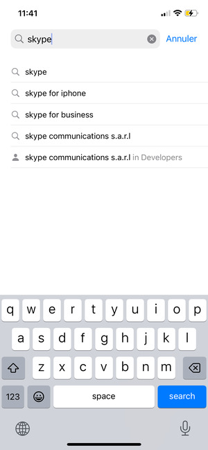 Saisissez le nom de l'appli et sélectionnez rechercher