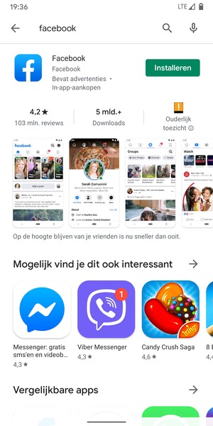 Selecteer de app