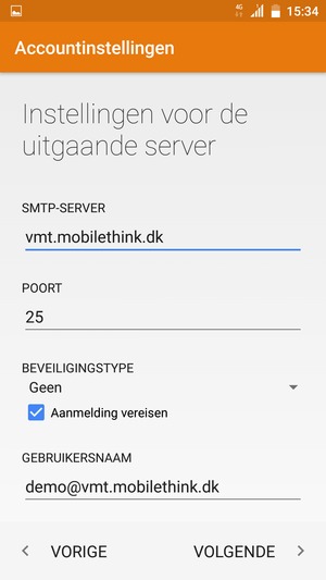 Voer Uitgaand serveradres in