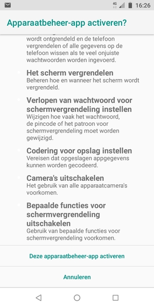 Scroll naar en selecteer Deze apparaatbeheer-app activeren