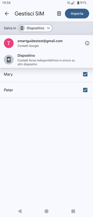 Seleziona il tuo account  Google