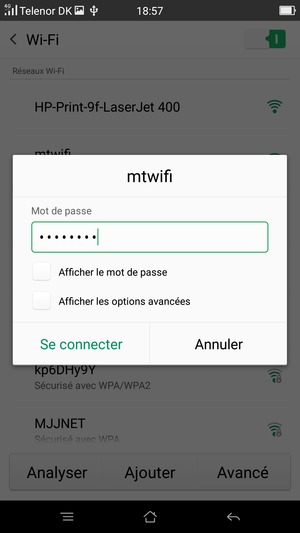 Saisissez le mot de passe du Wi-Fi et sélectionnez Se connecter