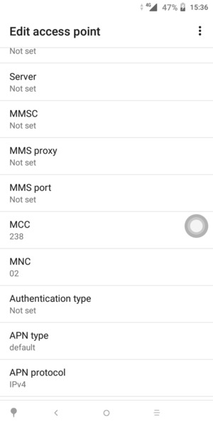 Scroll down and enter MMS information