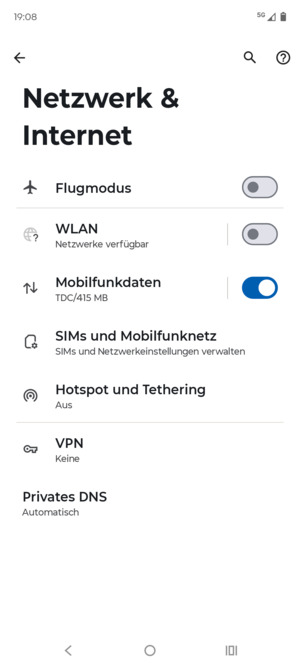 Wählen Sie SIMs und Mobilfunknetz