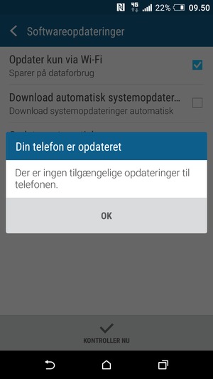 Hvis din telefon er opdateret, vælg OK
