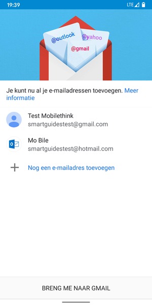 Selecteer BRENG ME NAAR GMAIL