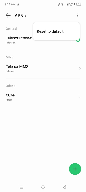 Select Reset to default