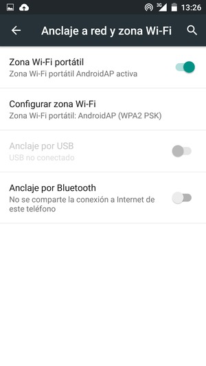 El teléfono ha sido configurado para su uso como módem