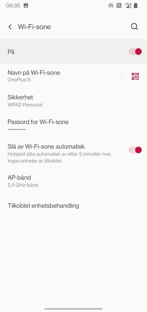 Telefonen din er konfigurert for bruk som et modem