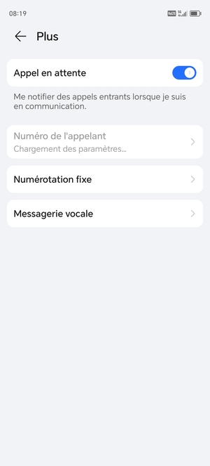 Sélectionnez Messagerie vocale