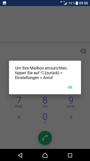 Falls Ihre Voicemail nicht eingerichtet ist, wählen Sie OK