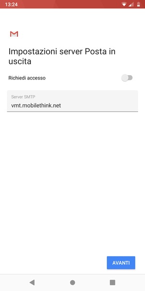 Disattiva Richiedi accesso e seleziona AVANTI