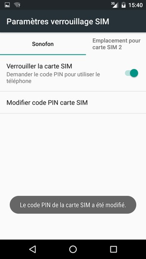 Votre code PIN de la carte SIM a été modifié