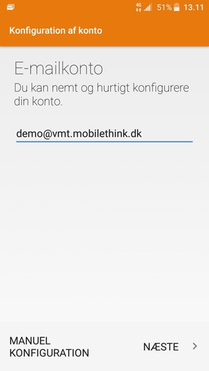 Indtast din e-mailadresse og vælg NÆSTE