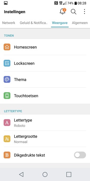 Selecteer Weergave en Lockscreen
