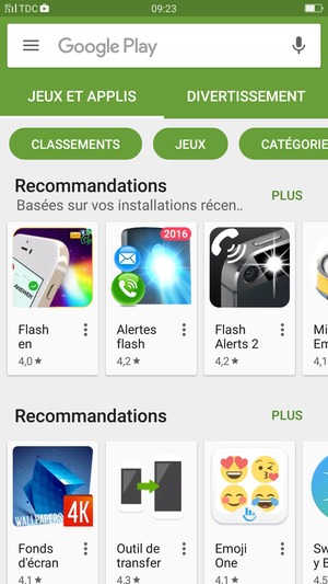 Sélectionnez la barre de Recherche