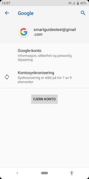 Velg Kontosynkronisering