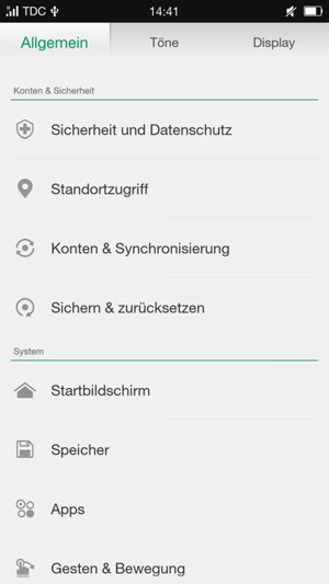 Scrollen Sie und wählen Sie Sicherheit und Datenschutz