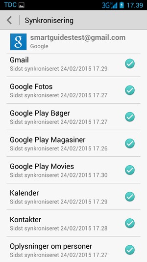 Kontroller at Kontakter er valgt