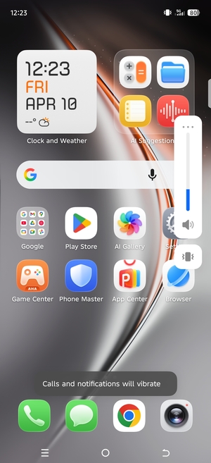 Select Vibrate to change to silent mode
