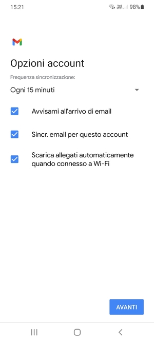 Seleziona AVANTI