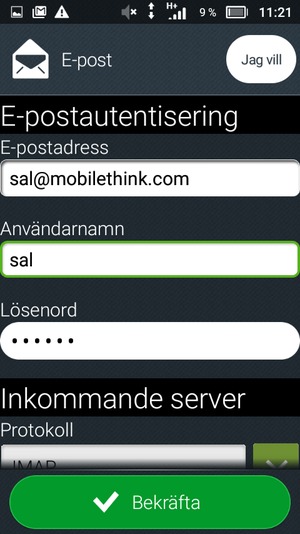 Ange Användarnamn