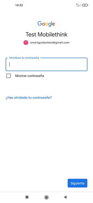 Introduzca su contraseña de Gmail y seleccione Siguiente