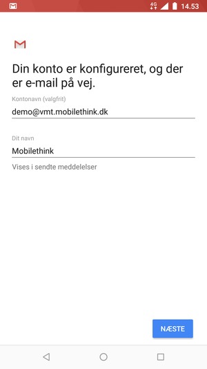 Giv din konto et navn og indtast dit navn. Vælg NÆSTE