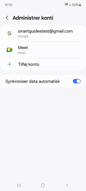 Vælg din Google konto