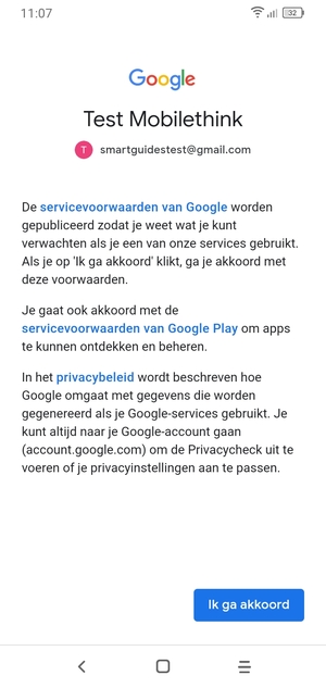 Selecteer Ik ga akkoord