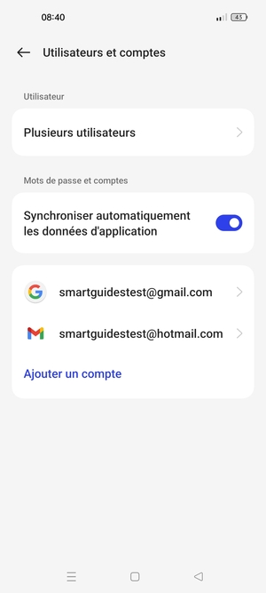 Sélectionnez votre compte Google