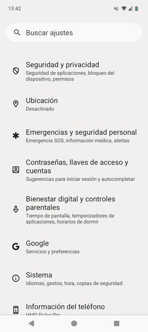 Desplácese y seleccione Seguridad y privacidad
