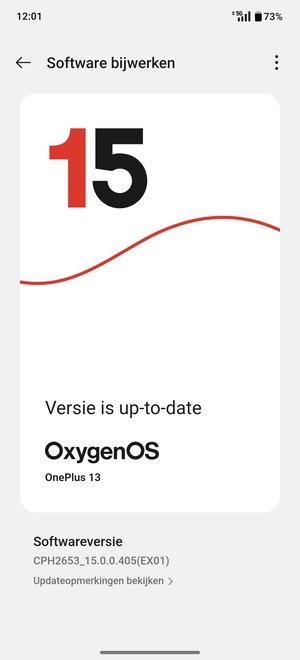 Als uw telefoon up-to-date is, zult u het volgende scherm zien