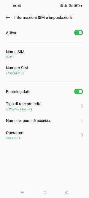 Attiva o disattiva Roaming dati
