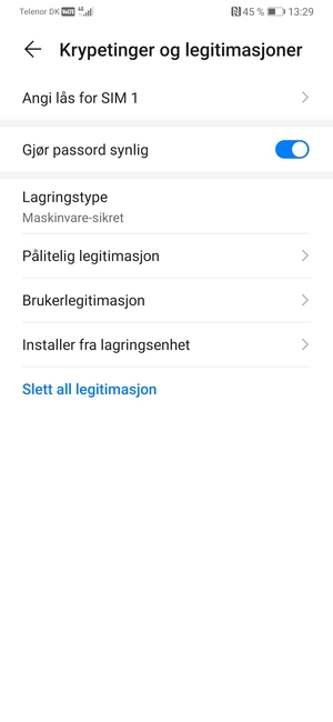 Velg Angi lås for SIM