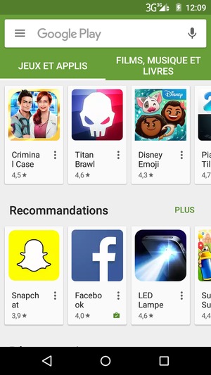 Sélectionnez la barre de Recherche