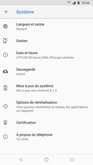 Sélectionnez Mise à jour du système